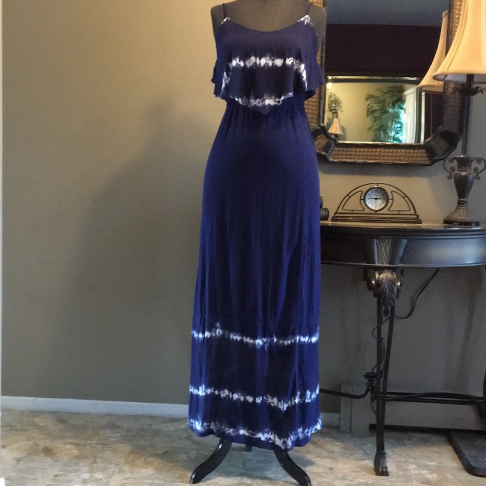 NWT MUDD Spaghetti Strap Blue Tie-Dye Maxi Dress